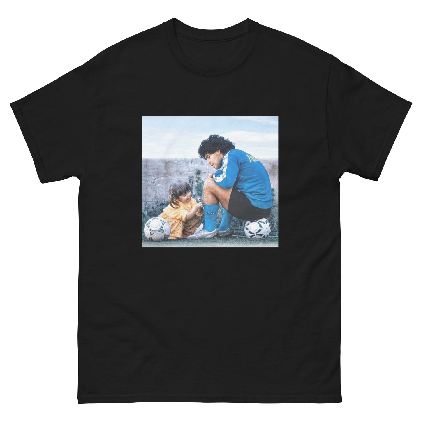 Maradona Flowers with His Daughter Vintage T-Shirt